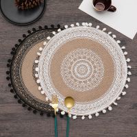 30 Floral ROUND Cotton and linen Placemat For Dining Table Mat For Coffee Tables Tableware Plates Kitchen Accessories Home Decor