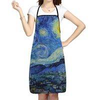 Kitchen Apron Van Gogh The Starry Night Printed Sleeveless Oxford Fabric Aprons for Men Women Home Cleaning Tools Creative Gifts Aprons