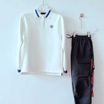 [COD] Korean version of golf mens sports layered all-match bottoming top simple casual lapel long sleeves