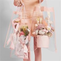 10 Pcs Rose Flower Tote Bags Clear Packaging Bags Handbag Bouquet Wrapping Floral Supplies Gift Bag Valentines Day Decor Gift Wrapping  Bags