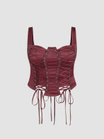 Cider Satin Lace Up Corset Cami Top Curve &amp; Plus