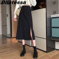 (XS-5XL) ดิลูเทสซ่ากระโปรงผู้หญิงกระโปรงหย่อนกระโปรงผ่าเอวสูง A-Line ชุดเดรสฤดูใบไม้ร่วงฤดูหนาวยาวแบบมืออาชีพ