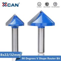 【DT】hot！ XCAN Wood Router Bit 8mm Shank V Engraving Degrees Carbide End Mill Diameter 22 32mm Milling Cutter