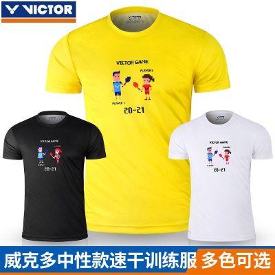Victor Authentic VICTOR Wake Victory Badminton More Short-Sleeved Shirt T10029 Quick-Drying Clothes Suit Men And Women