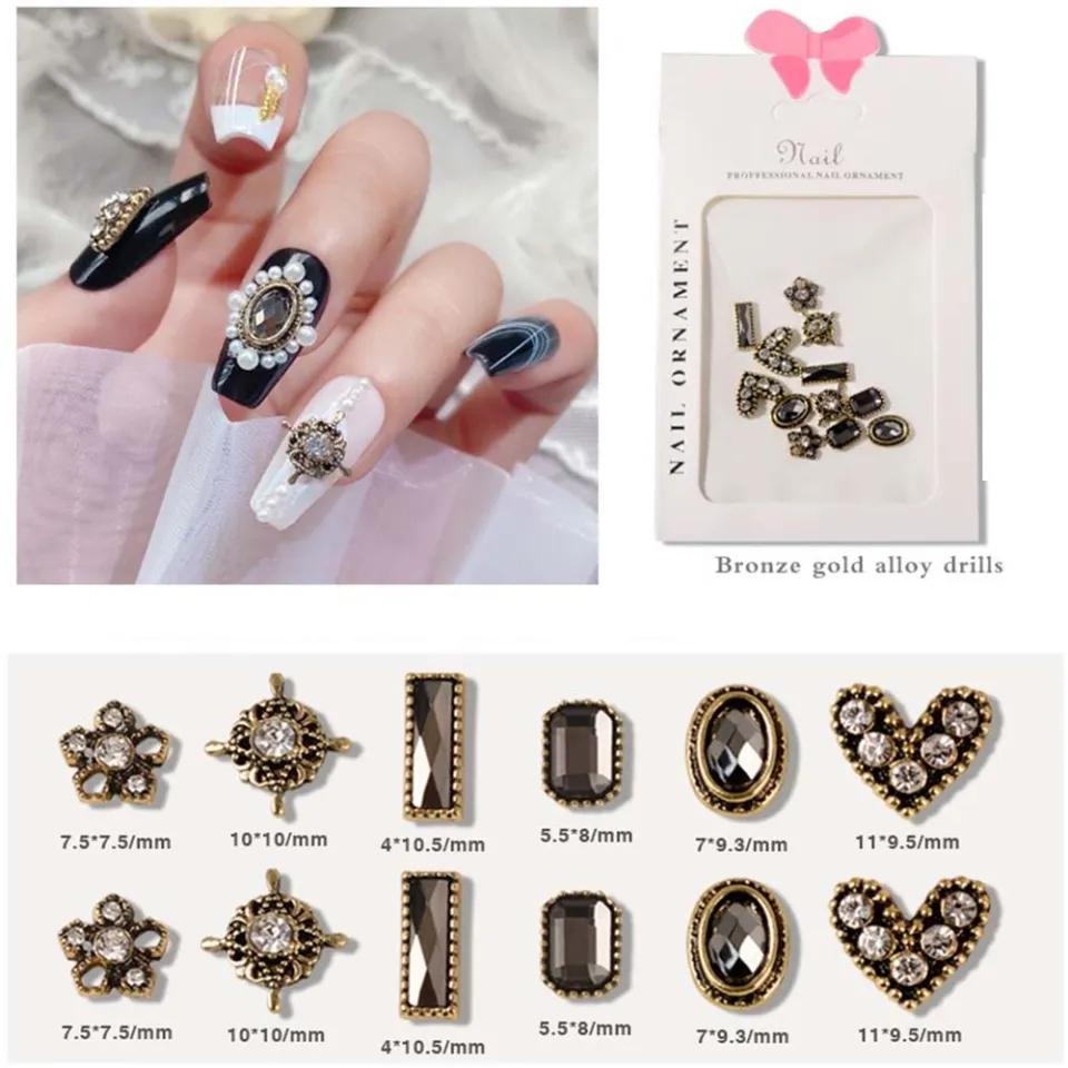 50pcs Gold Nail Charms for Acrylic Nails Mix Styles Shiny Pearl Alloy Nail  Rhinestones Charms for Nails Alloy Nail Art Charms