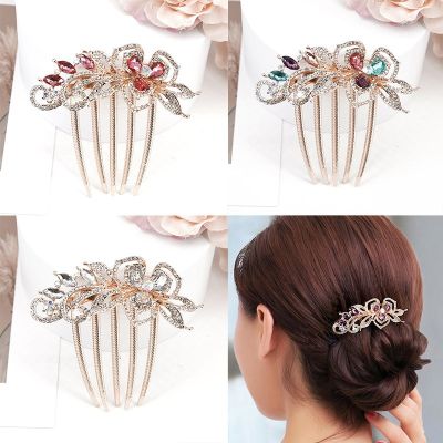 New Korean fashion adult hair accessories exquisite colorful rhinestone flower headdress