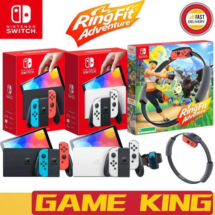 🔥[MAXSOFT] 🔥Nintendo Switch Console OLED Model White/Neon + Ring Fit