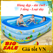 Bể bơi phao 3 tầng hình chữ nhật cho bé và người lớn vui chơi