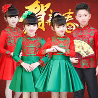 【CW】2022 Chinese New Year Traditional Child Tang Suit Boy Girl Clothes Embroidery Kids Stage Party Festival Oriental Hanfu Clothing
