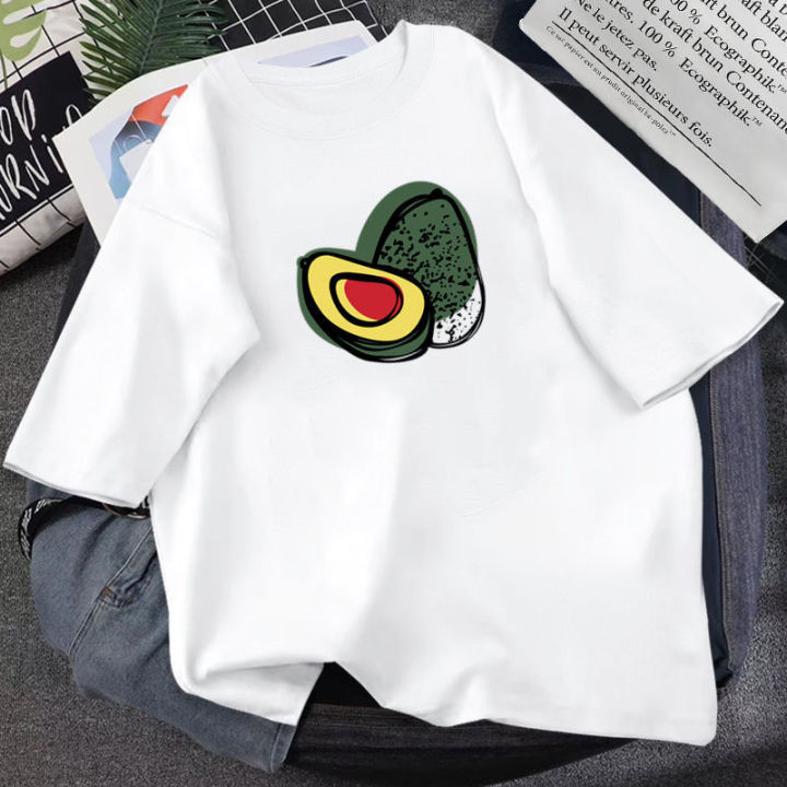 avocado-pattern-plus-size-t-shirt-womens-fruit-printed-big-size-tee