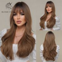 【jw】♘▽♙ Blonde Unicorn Synthetic Wig Ombre Wavy Wigs with Bangs UseHeat Resistant for