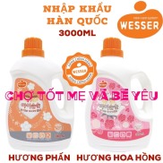 HCMNƯỚC GIẶT XẢ WESSER 3000ML NHẬP KHẨU HÀN QUỐC an toàn cho bé khử mùi ẩm