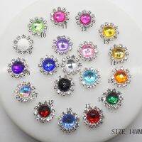 ใหม่10ชิ้น/ล็อต14มิลลิเมตรกลมอะคริลิค Rhinestones ตกแต่งปุ่มผสมสี Diy สาวริบบิ้นพันผมอุปกรณ์กประดับในงานแต่ง