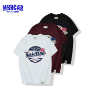 MBBCAR 2023เสื้อยืดแขนสั้นสำหรับเด็กผู้ชายเสื้อคอกลมแบบสวมหัวหนัก200G แบรนด์ดังของ Cetakan Alfabet ภาษาอังกฤษสีกากี