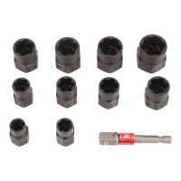 11Pcs Impact Bolt Nut Remover ชุด38 Drive Extractor Socket เครื่องมือพร้อมอะแดปเตอร์ Hex สำหรับถอดสกรูสนิมที่เสียหาย