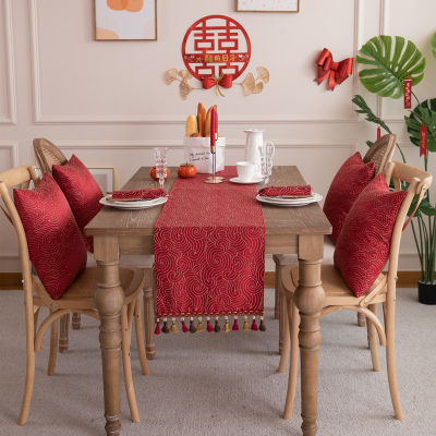 ธงประดับโต๊ะสีแดงสำหรับงานเฉลิมฉลองปีใหม่เตียงโต๊ะทานอาหารพู่สีแดงขนาดใหญ่33*300บานใหญ่ตู้ตู้ทีวีทรงถังฮิญาบแต่งงาน Hiasan Kamar โต๊ะแบบวิ่งสำหรับงานเลี้ยง