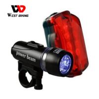 【Ready Stock】☈☫☼ D44 WEST BICYCLE Bike Head Light Flash Front Light Flashlight Rear Warning Cycling Bicycle 5 LED Light Lamp Bicycle Light