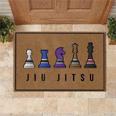 （A SHACK） Jiu Jitsu ChessNon Slip Door Floor Mats Decor Porch พรมเช็ดเท้า