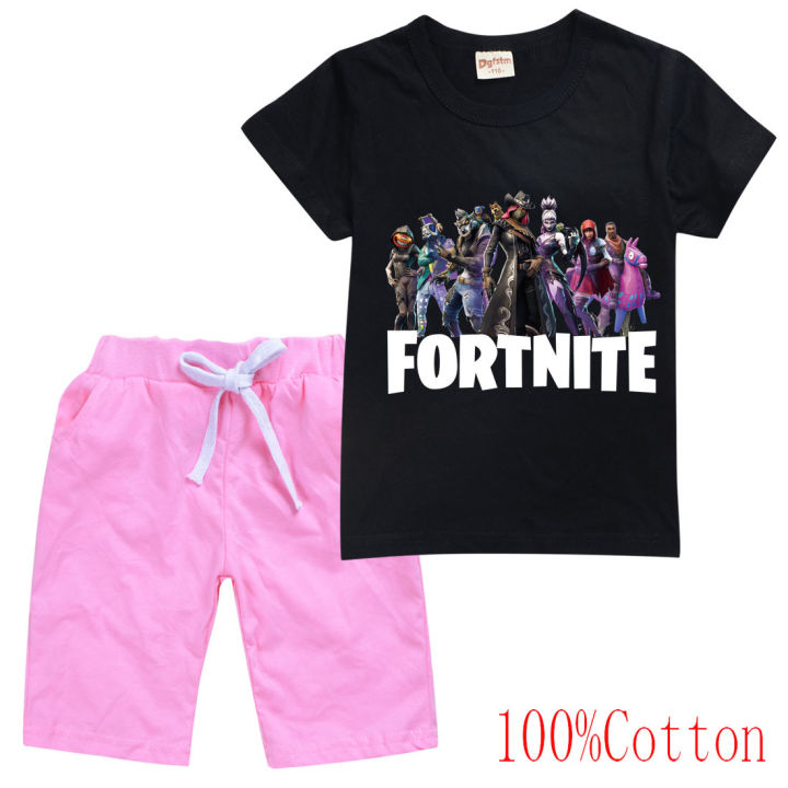 fortnites-เสื้อยืดชุดสาวเด็กแขนสั้นเสื้อทีกางเกงขาสั้น8349บุคลิกภาพเสื้อยืดสบายๆการ์ตูนกางเกงขาสั้นแฟชั่นใหม่เกาหลี