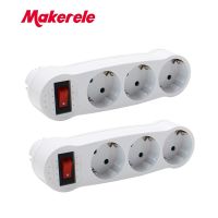 ✜ EU Standard Power Adapter Expansion Socket 6A 250V German Style Plug 1 TO 3 Way MK-AJ-1C3EU