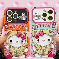 {Haojia เคสโทรศัพท์} เคสนิ่ม Sanrio Hello Kitty น่ารักสำหรับ iPhone 14 13 12 11 Pro Max XS XR X 8 7 Plus ปลอกซิลิโคนตัวปกป้องกล้องถ่ายรูปหน้าต่างขนาดใหญ่