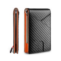 RFID Blocking Carbon Fiber Leather Men Wallet Bank ID Card Case Organizer Driver License Cover Credit Cardholder US Dollar Clip