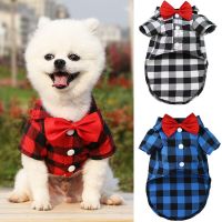 ZZOOI Pet Clothes Dogs Plaid Striped Shirt Suit Wedding Dress Puppy Coat Teddy Bear Pomeranian Vest Small-Medium Dog Cat Pet Costume