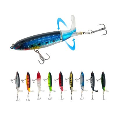 1 Pcs 10cm/14cm Topwater Fishing Lure Whopper Popper Artificial Bait Hard Plopper Soft Rotating Tail Fishing Tackle Fishing Bait