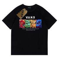 VansˉNEWใหเสื้อแขนสั้นคุณภาพสูงผ้าคอตตอน,เสื้อคู่สำหรับทั้งหญิงและชายทรงหลวมแนวสปอร์ต