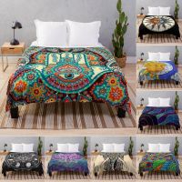 Mandala Floral Lightweight Throw Blanket for Sofa Couch Bed Chair Indoor Outdoor Travel Print Decorative Cozy Soft Flannel Women