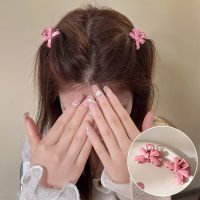 1/2 Pcs Spring Princess Pink Head Bangs Bow Women Bowknot Small Grasp Clip Cute Side Hair Clip Bangs Card Headdress Accessories