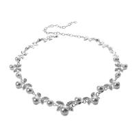 Korea Style Wedding Jewelry White Butterfly Shaped Crystal Rhinestone Imitate Pearl Necklace Earring Set