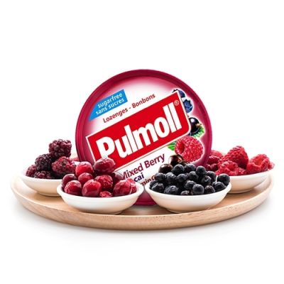 Pulmoll Mixed Berry Candies พูลมอล มิกซ์เบอร์รี่แคนดี้ 45 กรัม ลูกอมมิกซ์เบอร์รี่ ผสมวิตามินซี ปราศจากน้ำตาล สดชื่น เสริมภูมิคุ้มกัน Toothfriendly