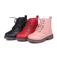 Kids Martin PU Leather Boots for Girls Fashionable Style Cool Shoes Anti-slip Warm Waterproof Party Casual Boots