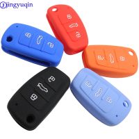 jingyuqin 3 Buttons Car Silicone Key Cover Styling Case Cover Fob Shell For Audi A1 A3 Q3 Q7 R8 A6L TT Key Case Four Car Styling Key Chains