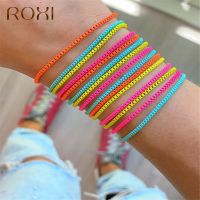 ROXI สร้อยข้อมือเคลือบสีทองแดงสไตล์โบฮีเมียน,กำไลข้อมือแฟชั่นสตรีมีสเน่ห์สำหรับฤดูร้อนของขวัญวันเกิดอัญมณีสร้อยข้อมือสาวน่ารัก