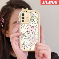 JIUMOO เคสสำหรับ VIVO V23 5G S12 5G V23i 5G ลายหมีน่ารักรูปแบบโบว์น๊อตเคสนิ่มทนต่อการขัดถูเคสโทรศัพท์โปร่งใสฝาครอบป้องกันเลนส์กล้องถ่ายรูปซิลิก้าเจล TPU