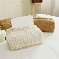 Nordic Ins Wheat Ear Texture Tissue Box Paper Stoarge Bag Cloth Tissue Box Car Tissue Storage Box Living Room Home Decor Tissue Holders