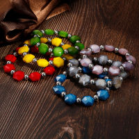 Fashion Female Stainless Steel Irregular Color Resin Beads Bracelets Jewelry For Women