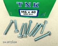 สกรูน็อตมิลขาวเบอร์ #10 M6x40mm (ราคาต่อแพ็คจำนวน 50 ตัว) ยี่ห้อ TNK ขนาด M6x40mm P01.0 AF 10 วัสดุเหล็กชุบ แข็งแรงได้มาตรฐาน