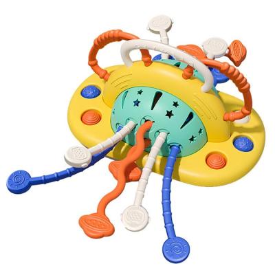 Pull String Sensory Toy Silicone Infant Pull String Toy Suction Cup Montessori Multi-Sensory Activity Teether Toy For Developing Fine Motor Skill efficient
