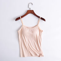 GDS Women S Camisole Tops With Built In Bra Neck Vest Padded Slim Fit Tank Tops Modal Cotton Summer Tank Tops ชุดชั้นในเซ็กซี่สบาย