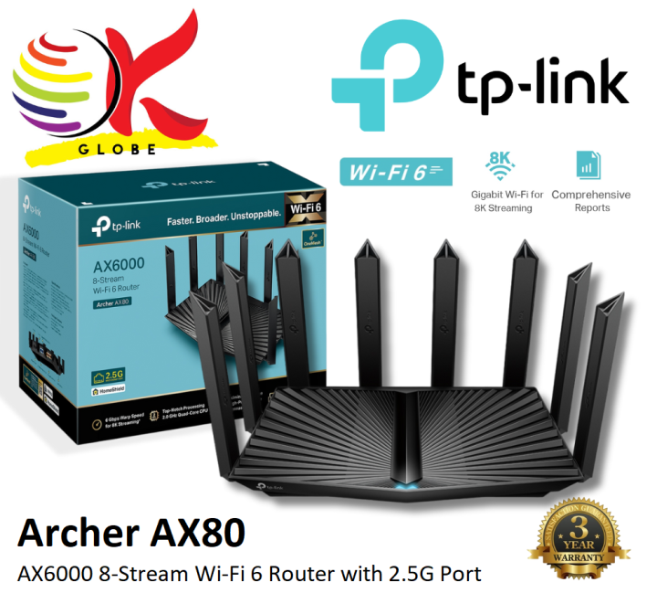 TP-LINK ARCHER AX80 AX6000 8-STREAM WI-FI ROUTER WITH 2.5 MULTI