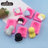 Silicone face chocolate mold fondant clay puppet soft clay face hand-made face mold hair hairstyle mold Bread Cake  Cookie Accessories