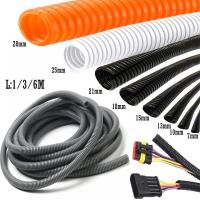 1/3/6M Color Insulated Corrugated Pipe Wire Hose Threading Hose Plastic  Pipe Auto Car Harness  Casing  Protective Sleeve Wires Leads Adapters