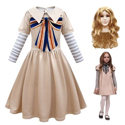 Kids Cosplay Costume M3GAN Megan Girls Bowknot Dress Baby Girls Vintage Gothic Outfits Halloween Full Set Clothes