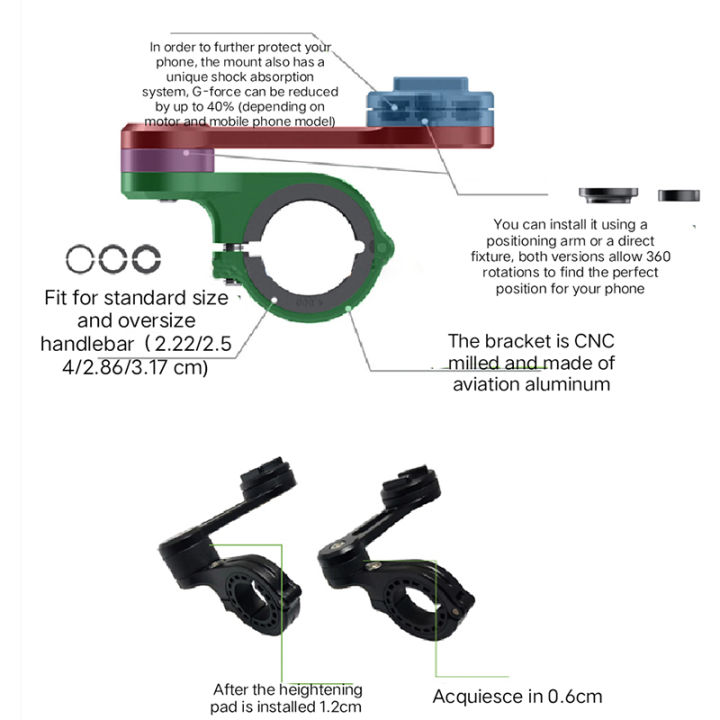 universal-รถจักรยานยนต์ขี่จักรยานโทรศัพท์มือถือผู้ถือกรอบกันกระแทกติดตั้งง่ายมอเตอร์ผู้ถือโทรศัพท์