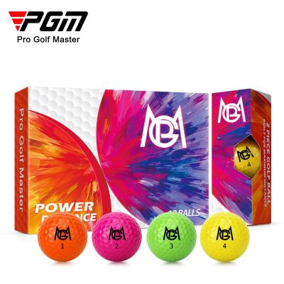 12ชิ้น/เซ็ตยาง PGM เกมลูกกอล์ฟสองชั้นลูกขนไก่ระยะไกลควบคุมง่าย4สีอุปกรณ์กอล์ฟกล่องของขวัญ Q029