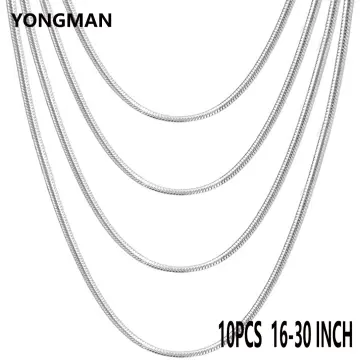 35cm-80cm 0.65mm Thin Real 925 Sterling Silver Gold Color Slim Box