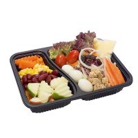 เอโร่ ถาดอาหาร 2 ช่อง พร้อมฝา แพ็ค 25 ชุด : aro 2 Compartment Lunch Box with Lid x 25 sets